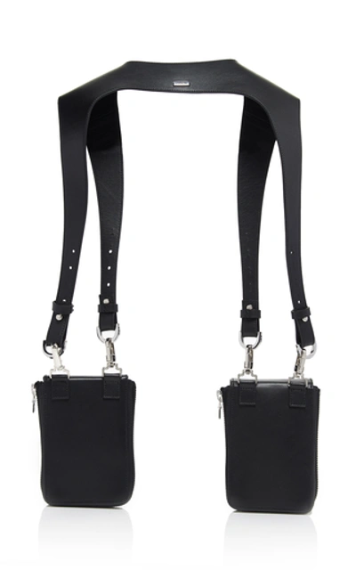 Shop Amiri Leather Harness Bag In Black