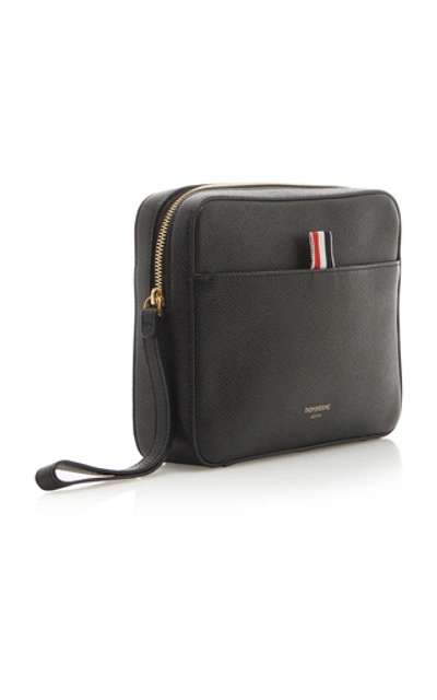 Shop Thom Browne Leather Wrist Strap Dopp Kit In Black