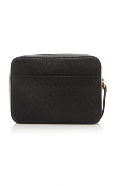 Shop Thom Browne Leather Wrist Strap Dopp Kit In Black