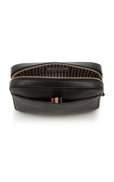 Shop Thom Browne Leather Wrist Strap Dopp Kit In Black