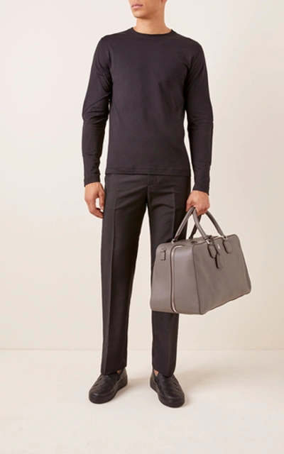 Shop Mark Cross Cole Grain Leather Duffle Bag In Grey