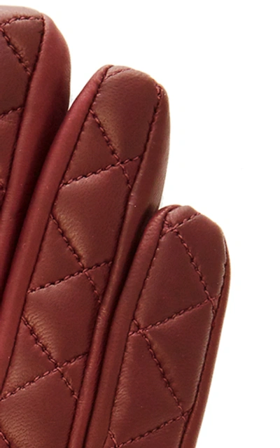 Shop Maison Fabre Quilted Lambskin Gloves In Burgundy