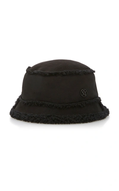 Shop Maison Michel Malo Shearling Bucket Hat In Black