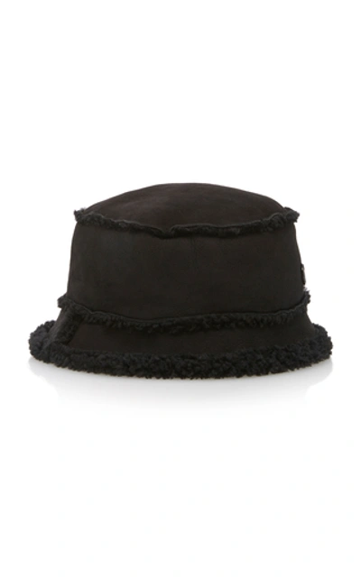 Shop Maison Michel Malo Shearling Bucket Hat In Black