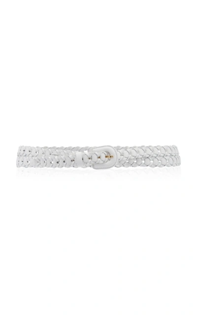 Shop Jacquemus Le Tressee Braided Leather Belt In White