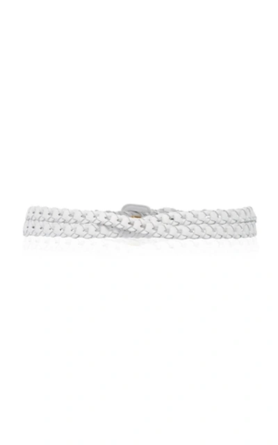 Shop Jacquemus Le Tressee Braided Leather Belt In White