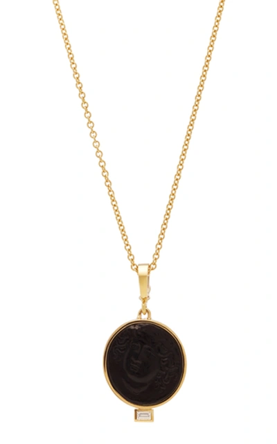 Shop Azlee Nymph 18k Gold, Glass And Diamond Necklace In Black