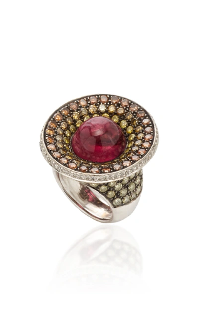Shop Amrapali 18k White Gold, Pink Tourmaline, And Multicolored Diamond Rin In Red