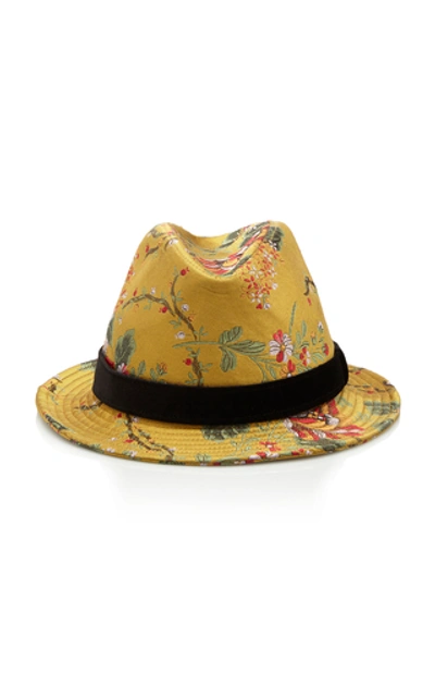 Shop Dolce & Gabbana Jacquard Fedora Hat In Yellow