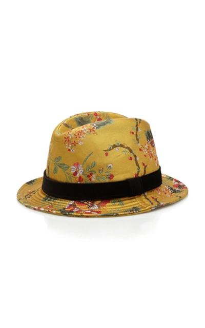 Shop Dolce & Gabbana Jacquard Fedora Hat In Yellow