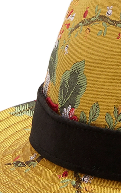 Shop Dolce & Gabbana Jacquard Fedora Hat In Yellow