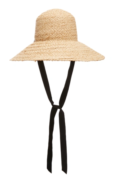 Shop Janessa Leone Sammy Ribbon-trimmed Straw Hat In Neutral