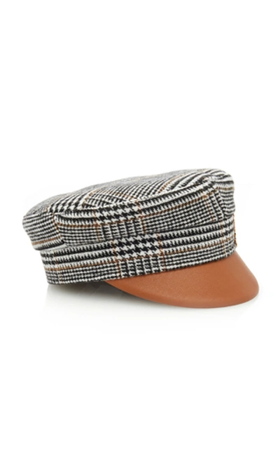 Shop Ruslan Baginskiy Hats Houndstooth Wool Baker Boy Cap In Brown
