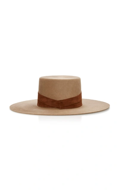 Shop Janessa Leone Phoenix Wide-brim Wool Hat In Brown
