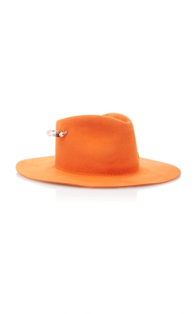 Shop Nick Fouquet Dunbar Embellished Felt Fedora In Orange