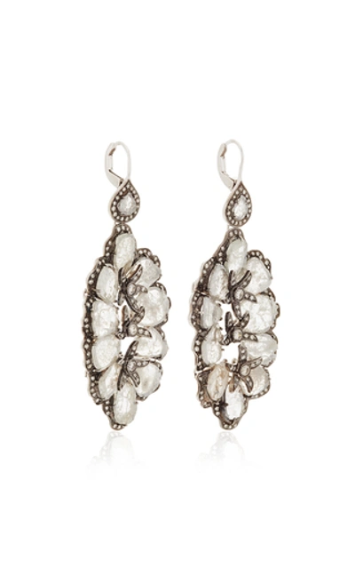 Shop Amrapali 18k White Gold And Grey Diamond Slice Earrings In Silver