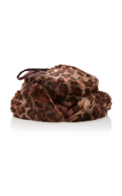 Shop Albertus Swanepoel Leopard-print Faux Fur Hat In Neutral