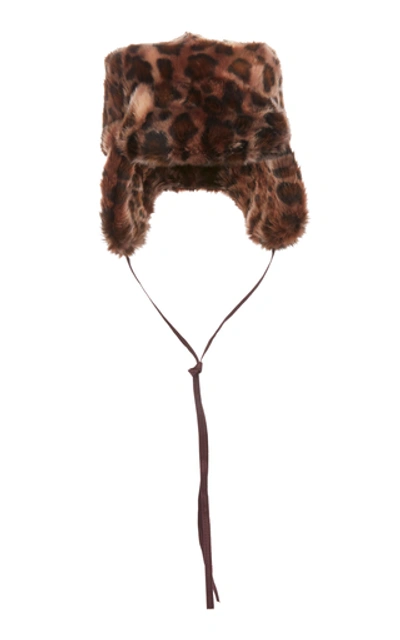 Shop Albertus Swanepoel Leopard-print Faux Fur Hat In Neutral