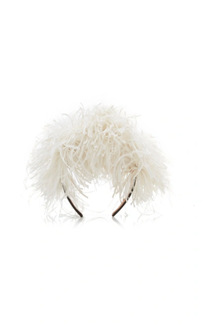 Shop Loewe Feather-embellished Headband In White
