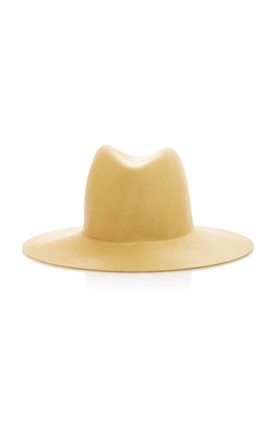 Shop Janessa Leone Blair Wool Wide-brim Hat In Yellow