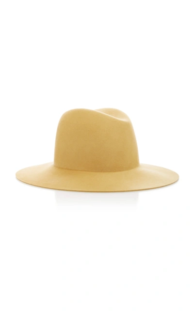 Shop Janessa Leone Blair Wool Wide-brim Hat In Yellow