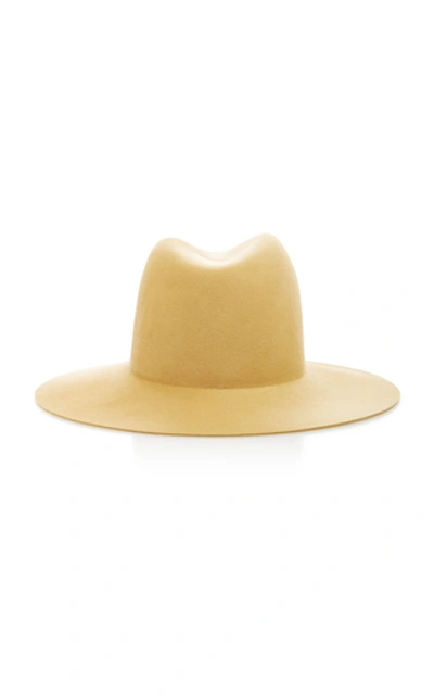 Shop Janessa Leone Blair Wool Wide-brim Hat In Yellow