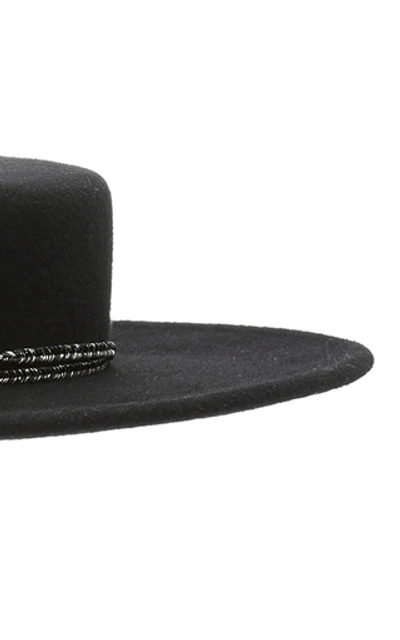 Shop Gigi Burris Annie Silk-trimmed Embellished Wool-felt Fedora In Black