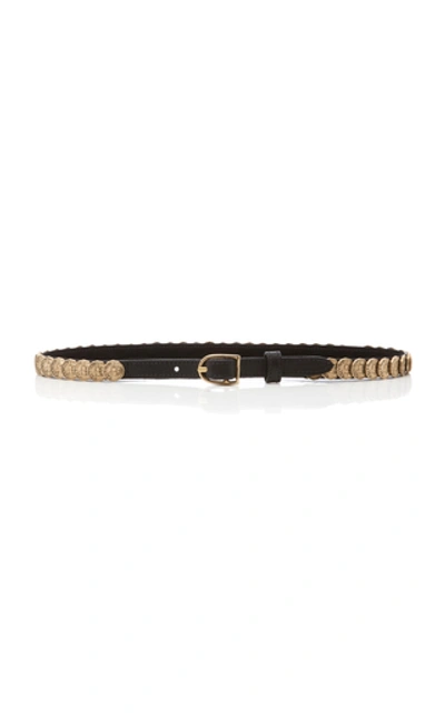 Shop Gabriela Hearst Skinny Coin-embellished Belt In Black