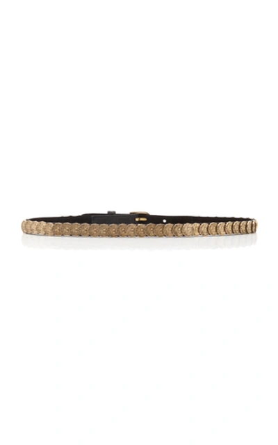 Shop Gabriela Hearst Skinny Coin-embellished Belt In Black