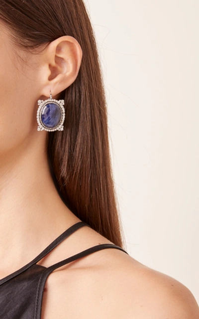 Shop Amrapali 18k White Gold, Sapphire And Diamond Earrings In Blue