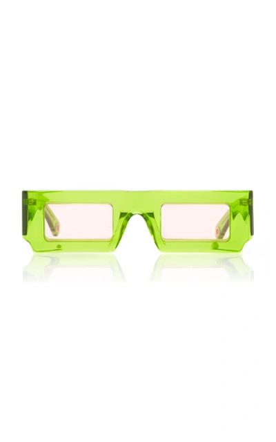 Shop Jacquemus Rectangle-frame Acetate Sunglasses In Green