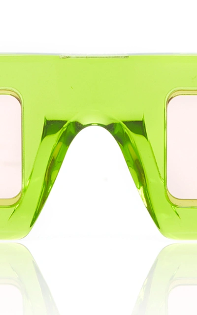 Shop Jacquemus Rectangle-frame Acetate Sunglasses In Green