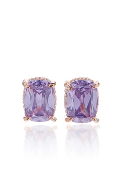 Shop Anabela Chan 18k Rose Gold Vermeil, Amethyst And Diamond Earrings In Purple