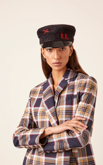 Shop Ruslan Baginskiy Hats Embroidered Wool Baker Boy Cap In Black