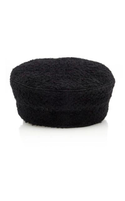 Shop Ruslan Baginskiy Hats Embroidered Wool Baker Boy Cap In Black