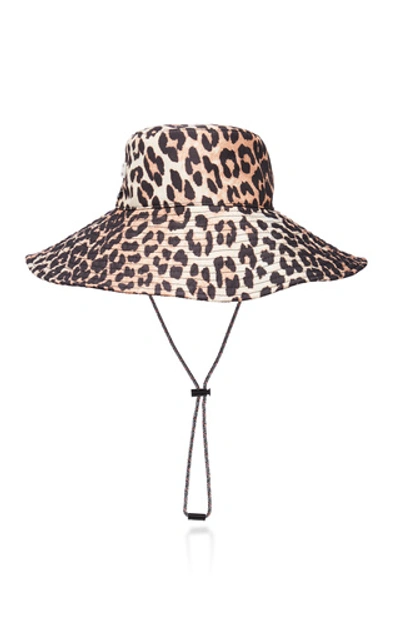 Shop Ganni Printed Shell Hat In Brown