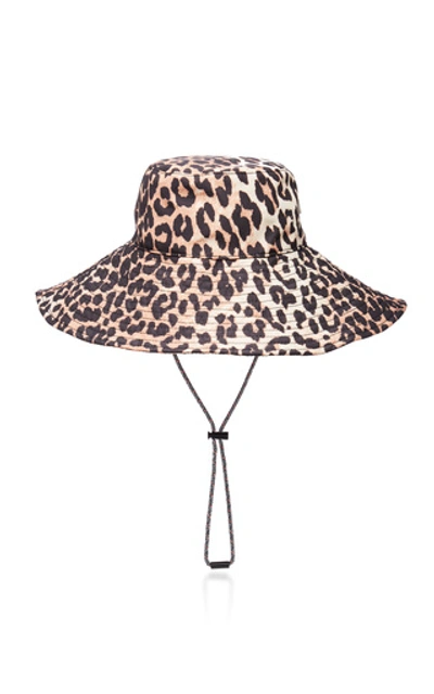 Shop Ganni Printed Shell Hat In Brown