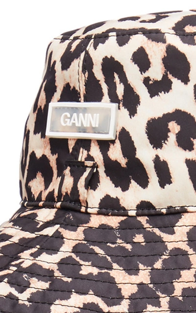 Shop Ganni Printed Shell Hat In Brown