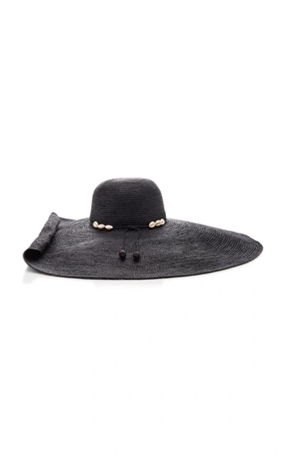 Shop Sensi Studio Oversized Embellished Straw Hat In Black