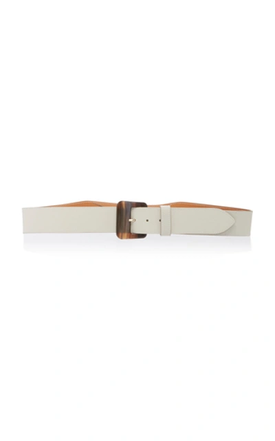 Shop Maison Vaincourt Oversized Buckle Leather Belt In Ivory