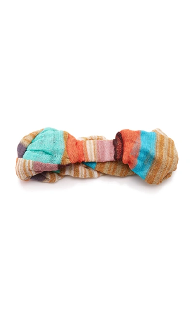 Shop Missoni Braided Crochet-knit Headband In Gold