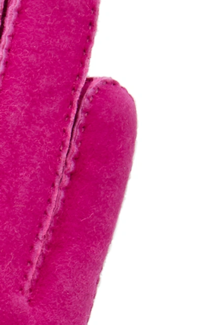 Shop Maison Fabre Short Shearling Cuff Gloves In Pink