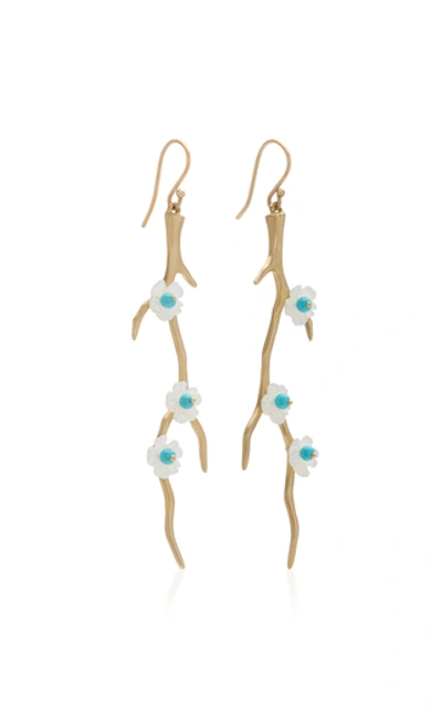 Shop Annette Ferdinandsen 14k Gold, Mother Of Pearl And Coral Earrings