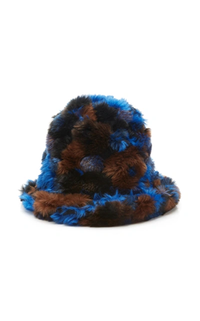 Shop Anna Sui Bed Of Roses Faux Fur Hat In Blue
