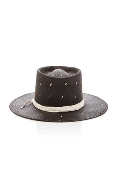 Shop Nick Fouquet Rain Dog Ribbon-trimmed Straw Hat In Navy