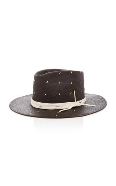 Shop Nick Fouquet Rain Dog Ribbon-trimmed Straw Hat In Navy
