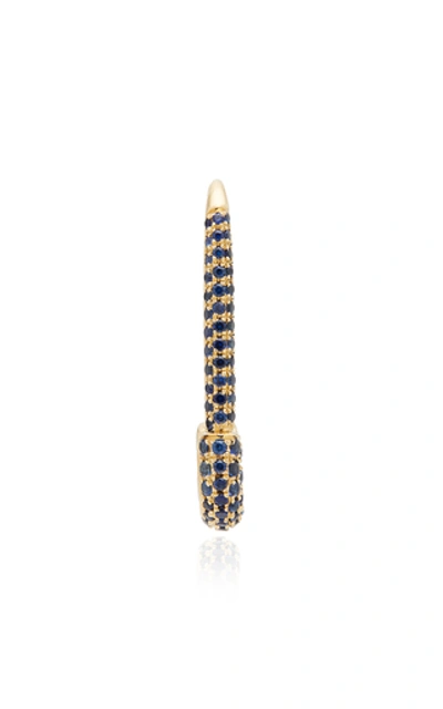 Shop Anita Ko Safety Pin 18k Gold Sapphire Single Earring In Blue