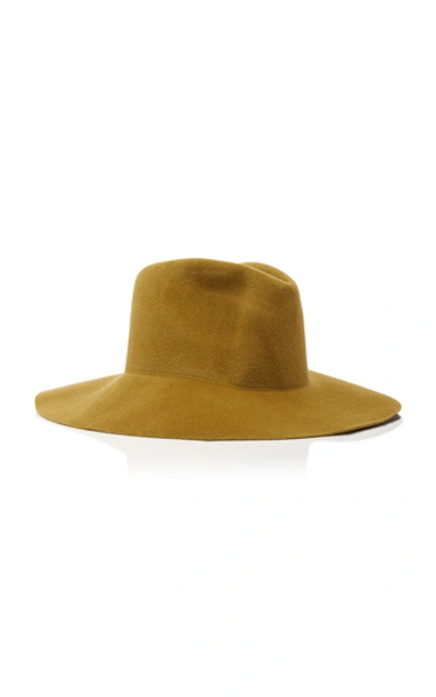 Shop Clyde Wide Brim Pinched Angora Hat In Green