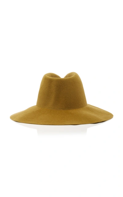 Shop Clyde Wide Brim Pinched Angora Hat In Green