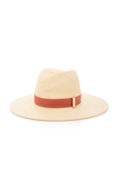 Shop Gigi Burris Jeanne Sateen-trimmed Straw Hat In Neutral